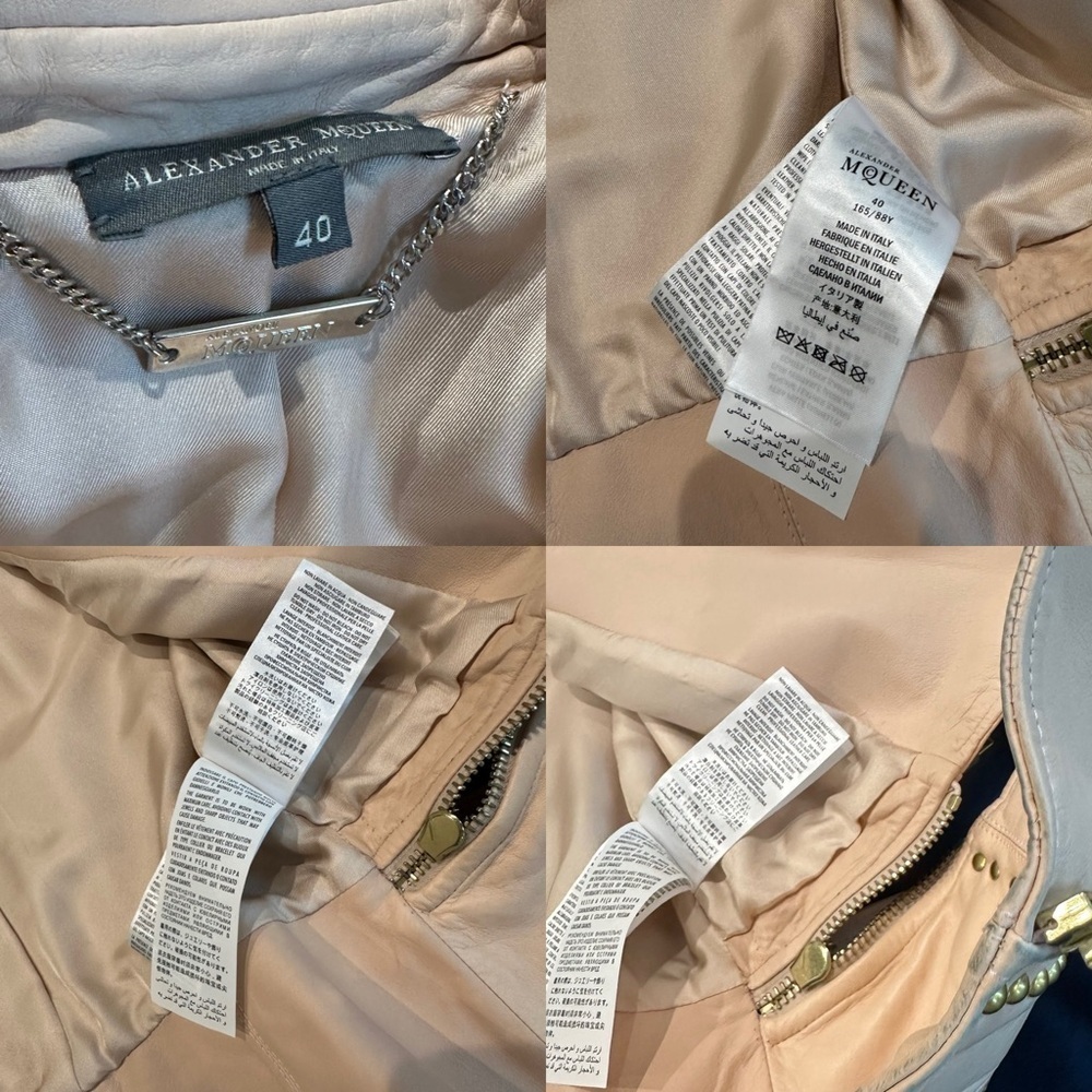 Alexander McQueen Belted Blush Leather Stud Zipper Jacket 40/S - Picture 7 of 14